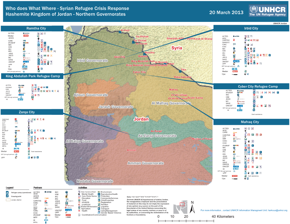 Who Does What Where - Syrian Refugee Crisis Response Hashemite Kingdom of Jordan - Northern Governorates 20 March 2013