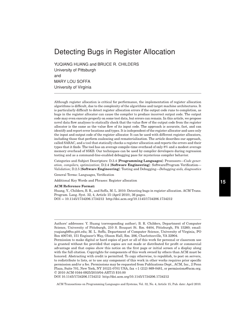Detecting Bugs in Register Allocation