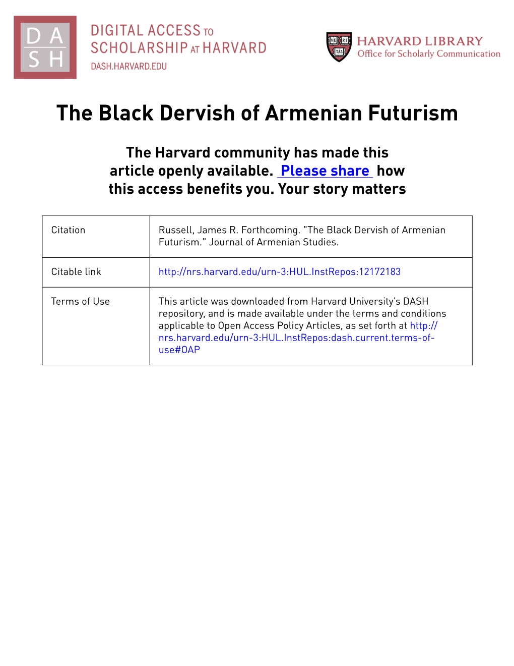 The Black Dervish of Armenian Futurism