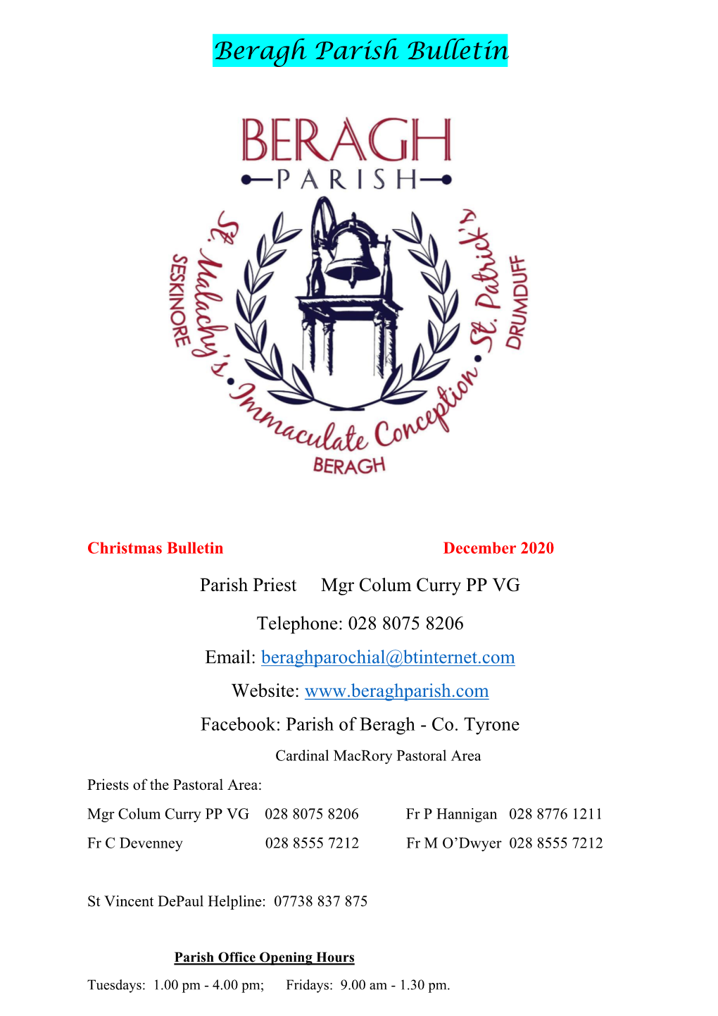 Beragh Parish Bulletin