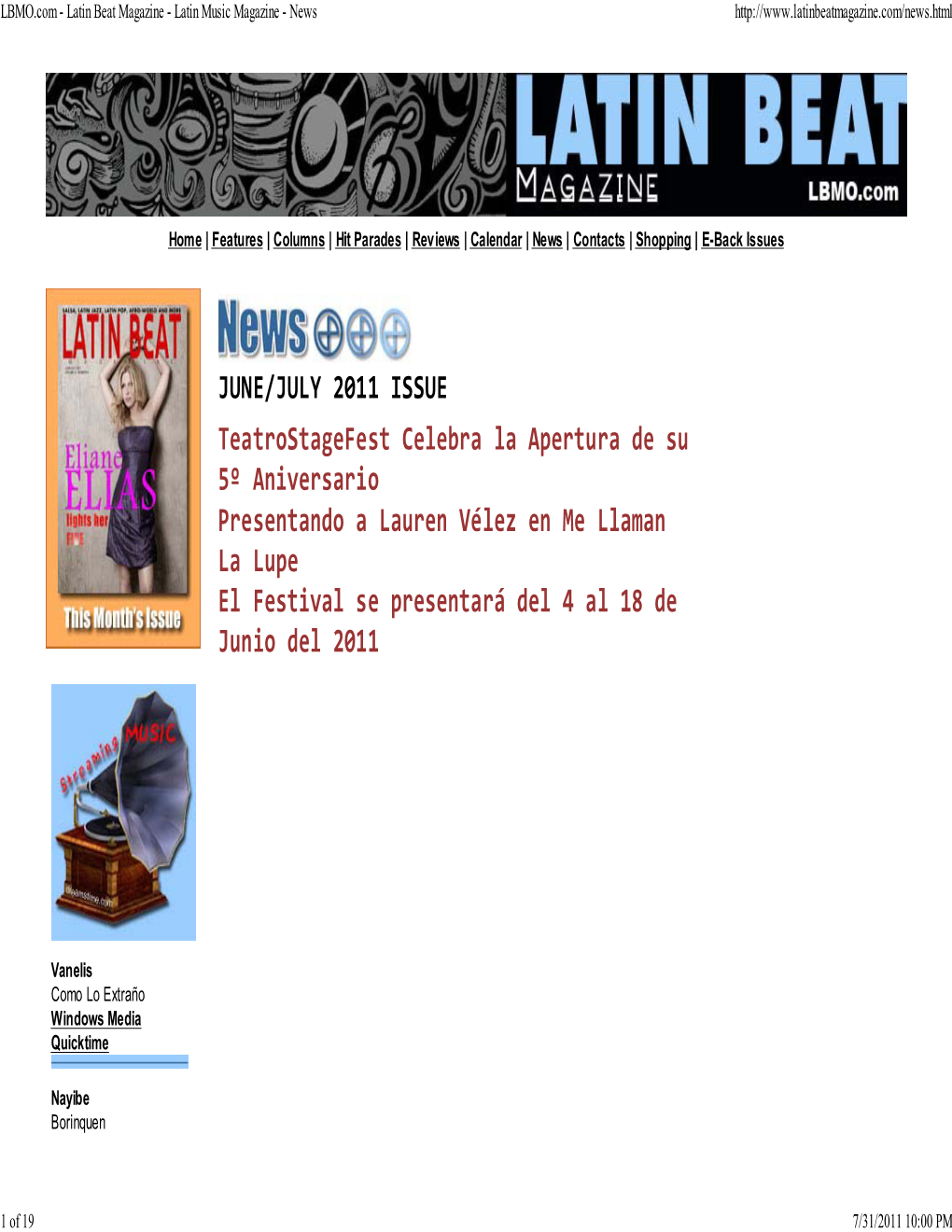 LBMO.Com - Latin Beat Magazine - Latin Music Magazine - News