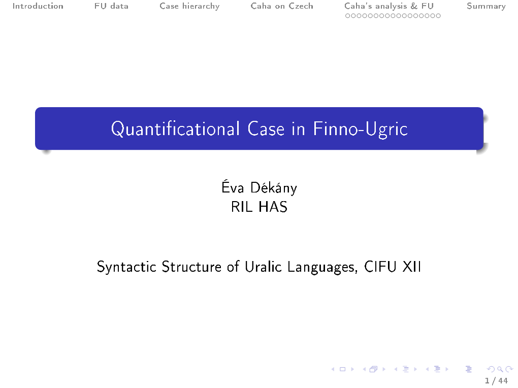 Quantificational Case in Finno-Ugric