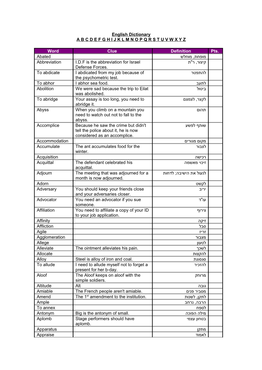 English Dictionary