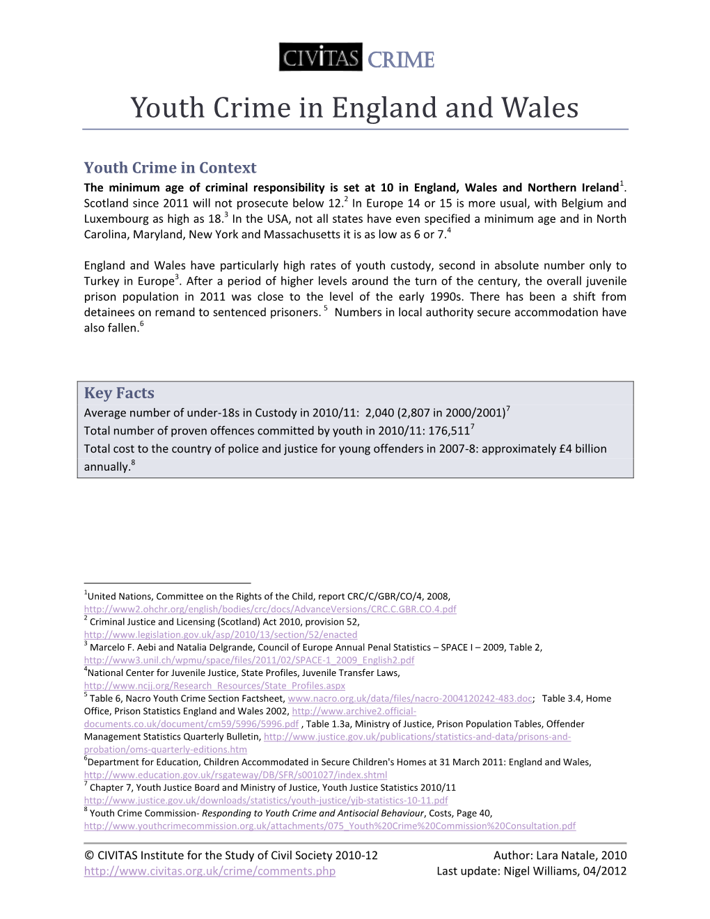 Youth Crime in England and Wales