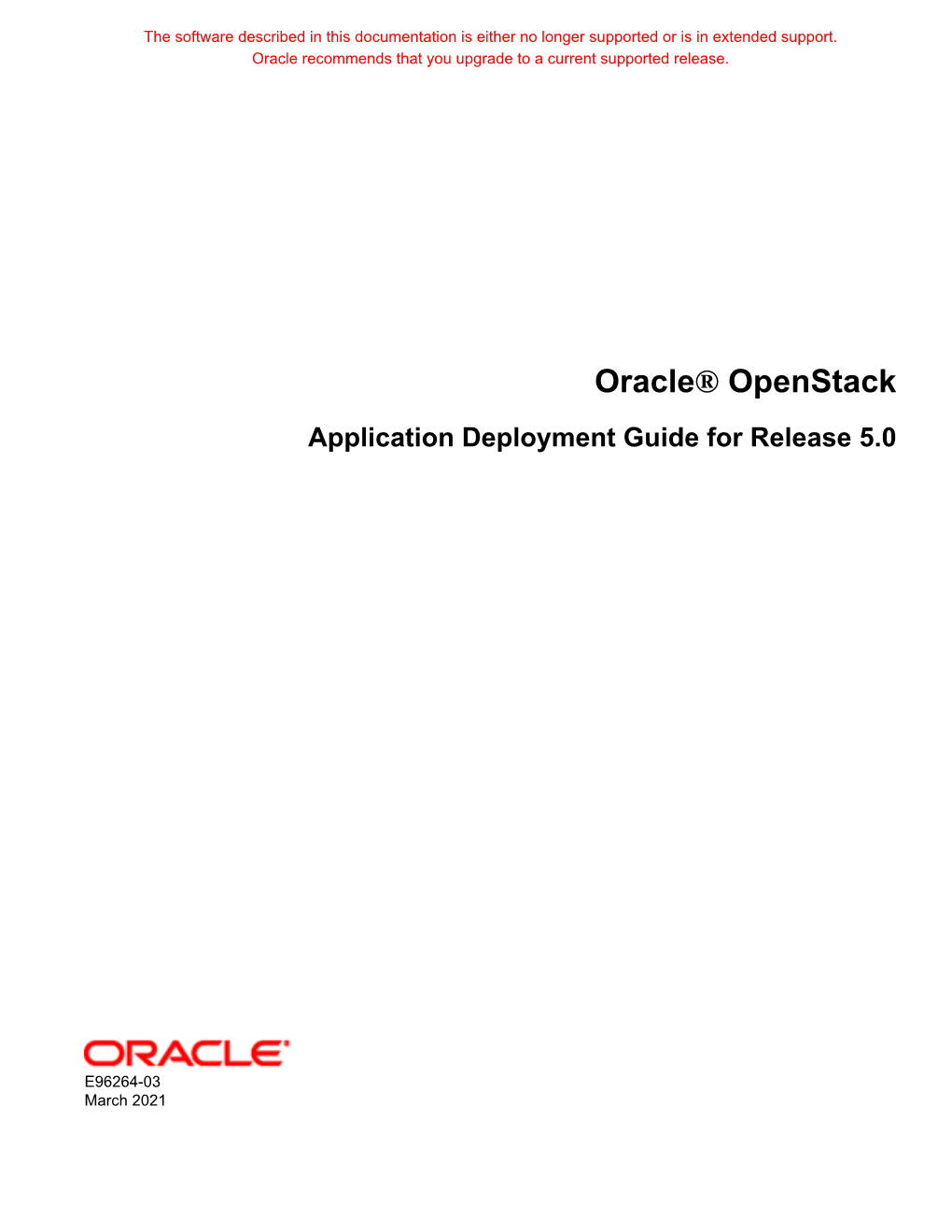 Oracle® Openstack Application Deployment Guide for Release 5.0
