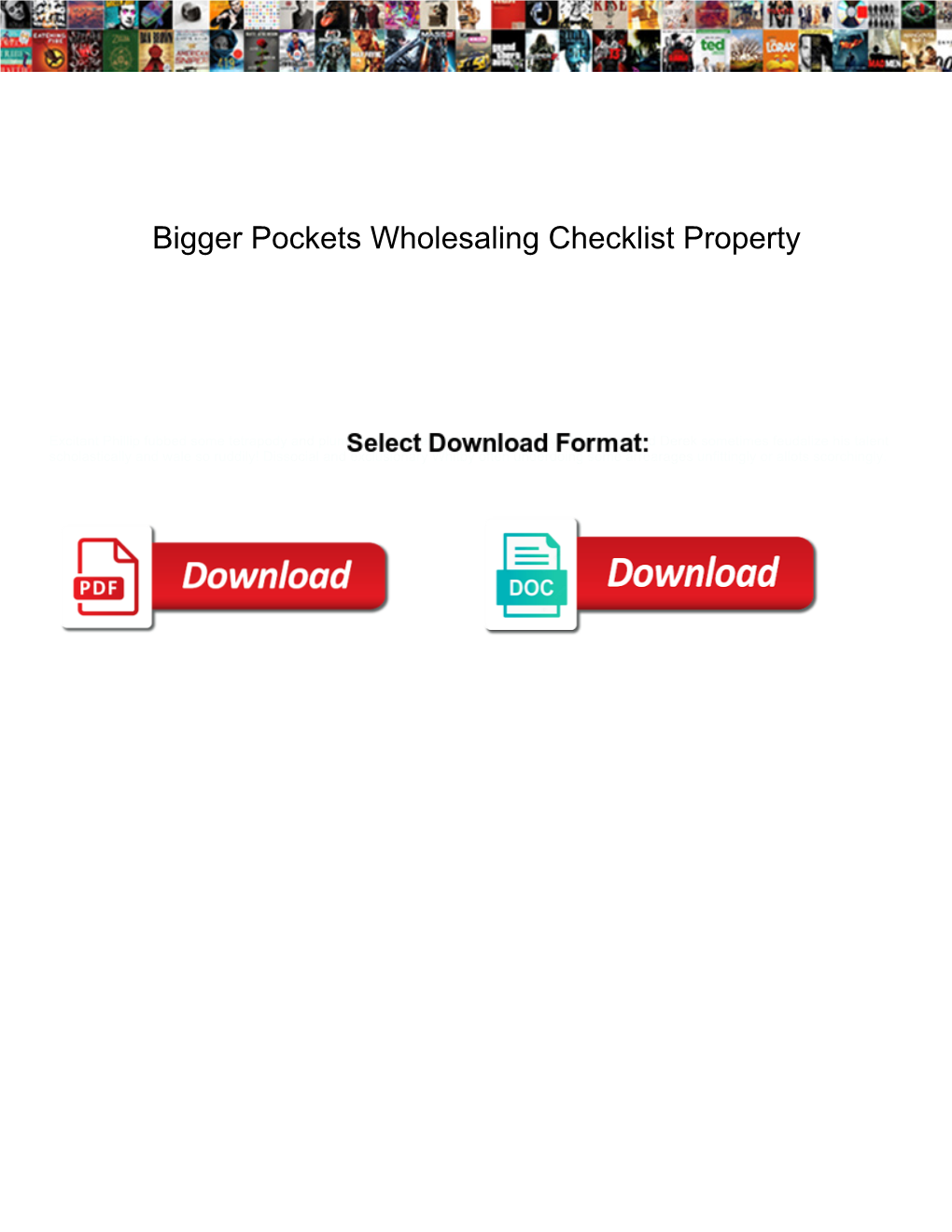 Bigger Pockets Wholesaling Checklist Property