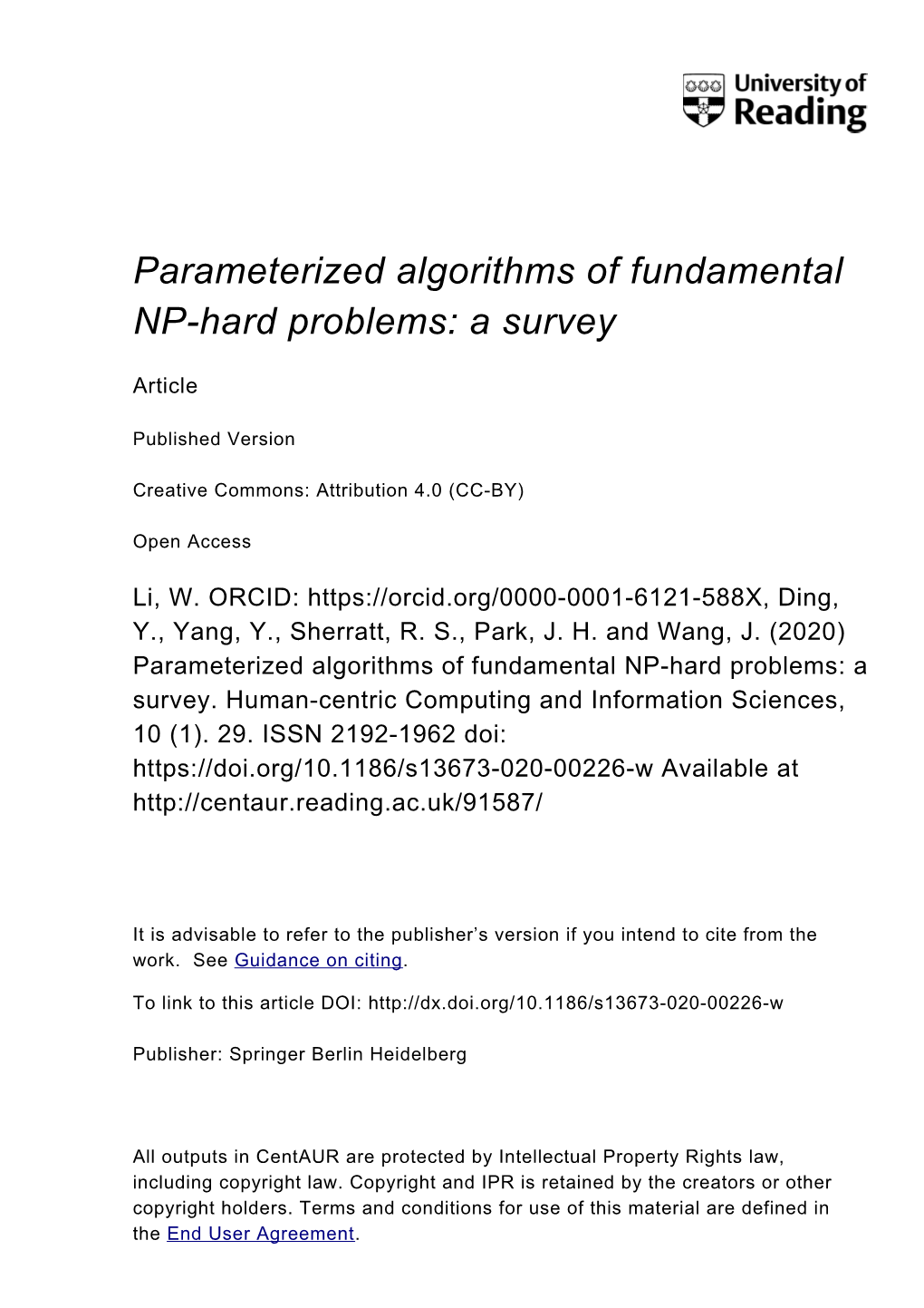 Parameterized Algorithms of Fundamental NP-Hard Problems: a Survey