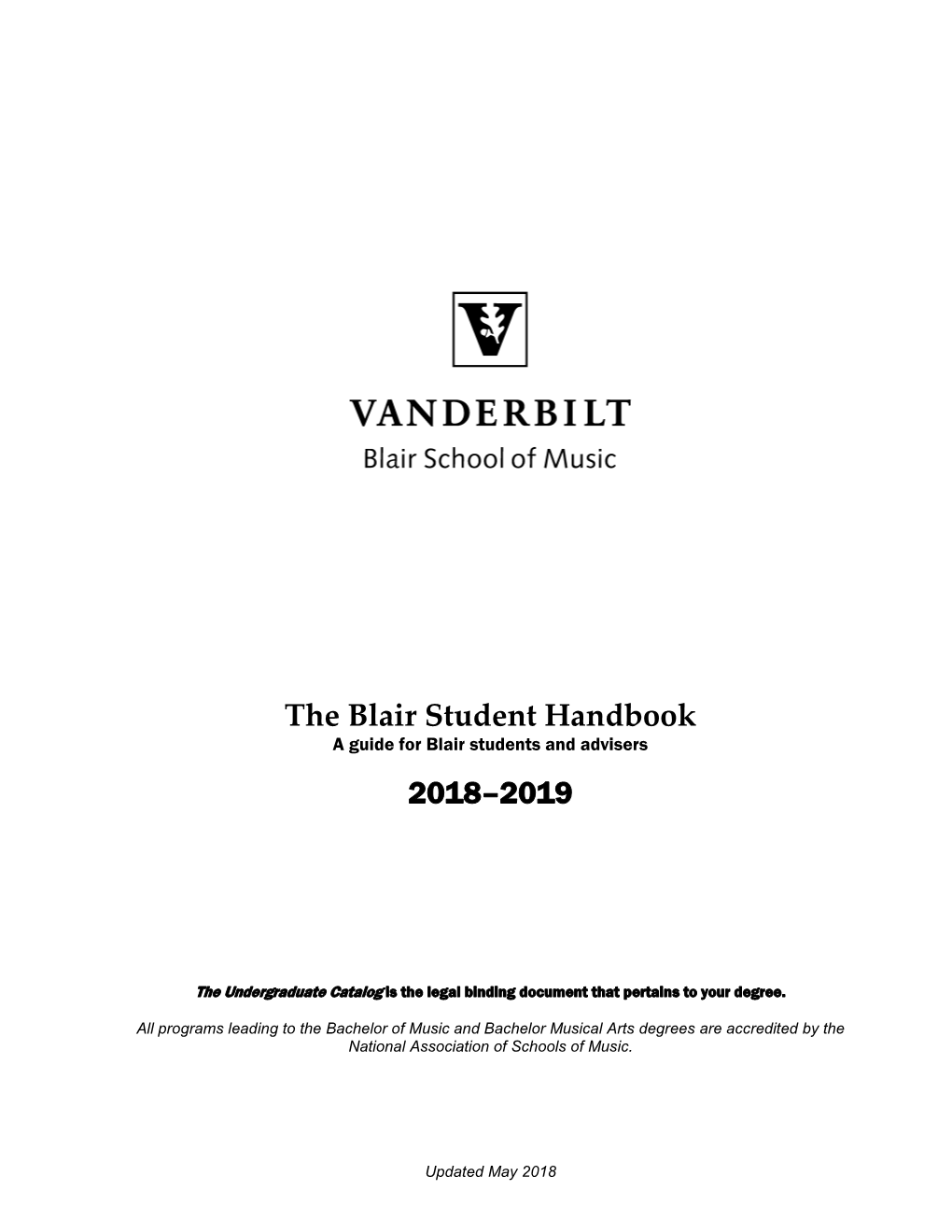 Blair Student Handbook a Guide for Blair Students and Advisers