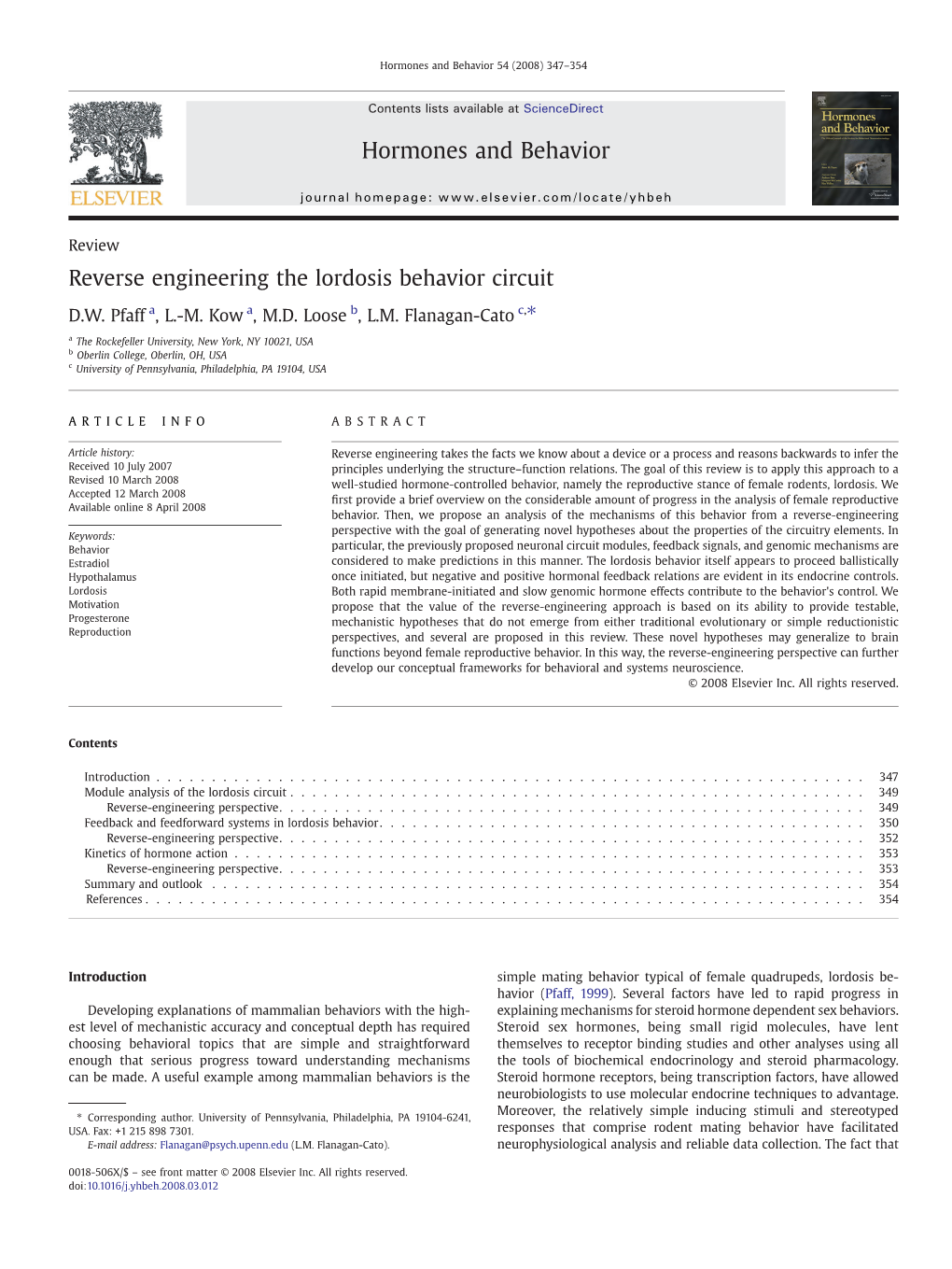 Reverse Engineering the Lordosis Behavior Circuit