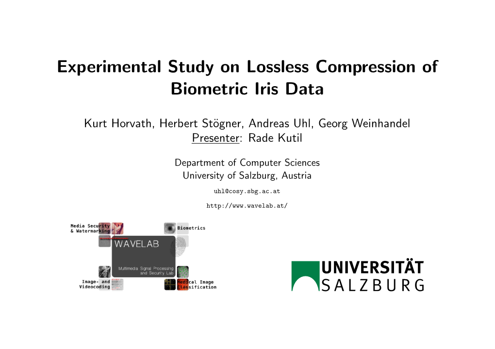 Experimental Study on Lossless Compression of Biometric Iris Data