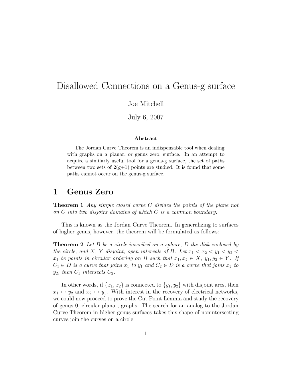 Disallowed Connections on a Genus-G Surface