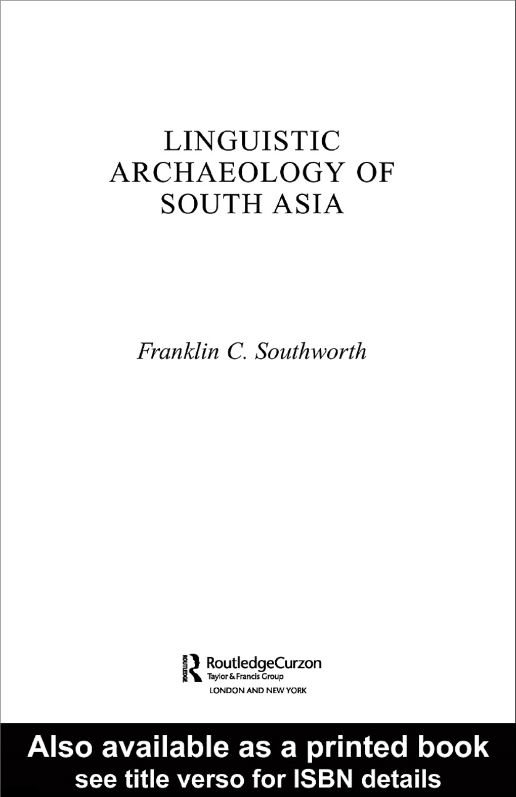 Linguistic Archaeology of South Asia