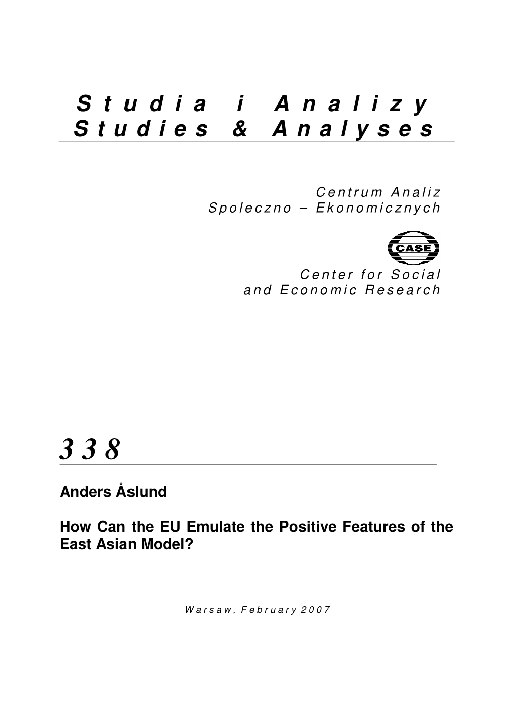 How Can the EU Emulate the Positive Features of the East Asian Model?