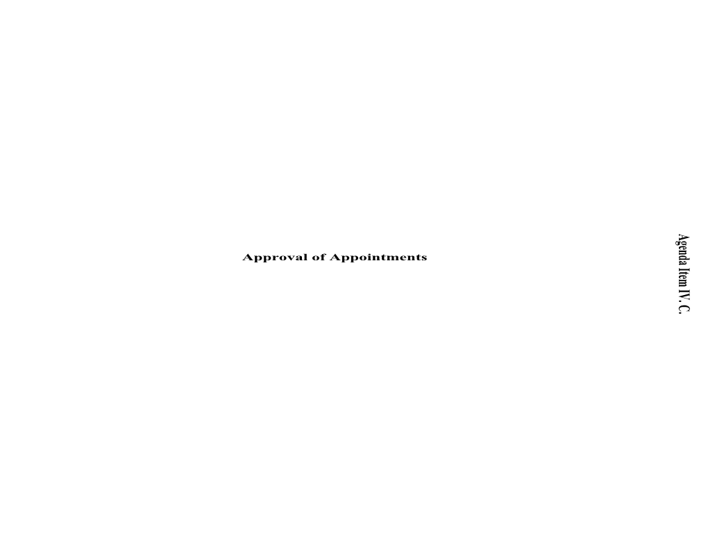 Approval of Appointments 1