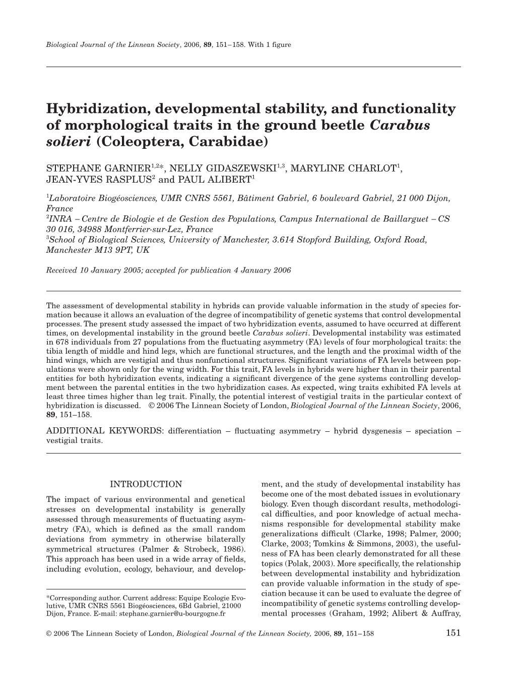 Hybridization, Developmental Stability, and Functionality of Morphological Traits in the Ground Beetle Carabus Solieri (Coleoptera, Carabidae)