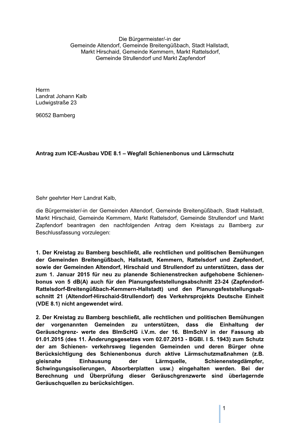 Antrag Zum ICE-Ausbau VDE 8.1 – Wegfall Schienenbonus Und Lärmschutz