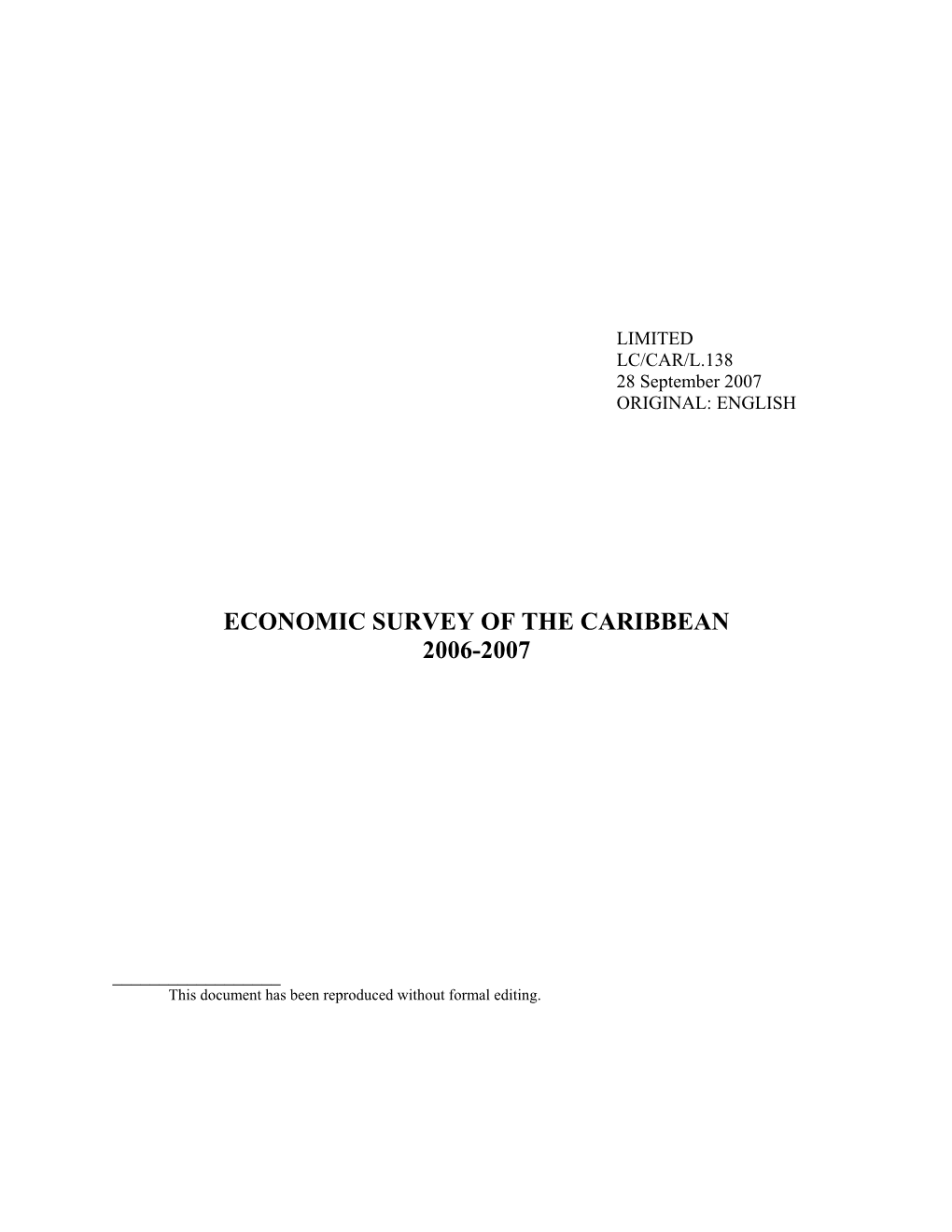 Economic Survey of the Caribbean 2006-2007