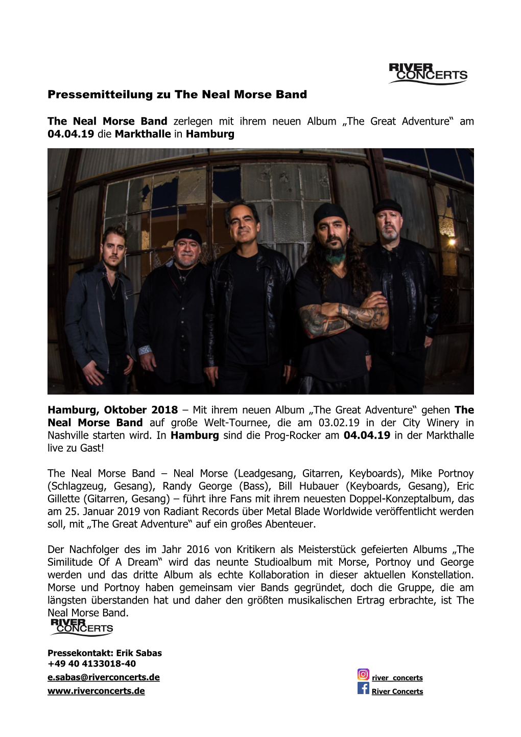 Pressemitteilung Zu the Neal Morse Band