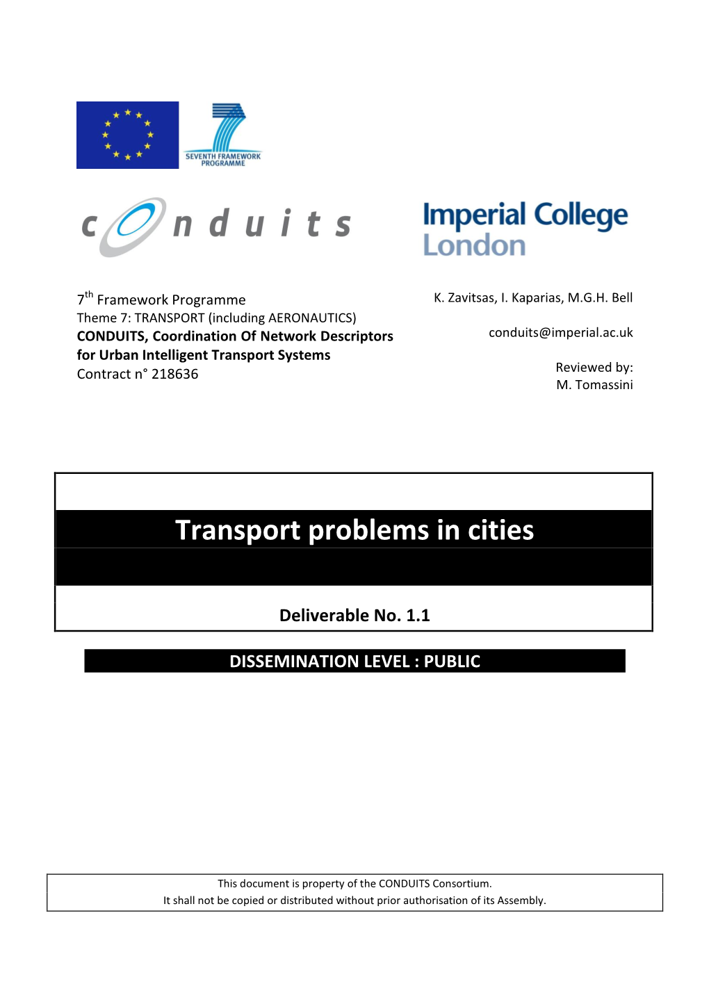 Transport Problems in Cities
