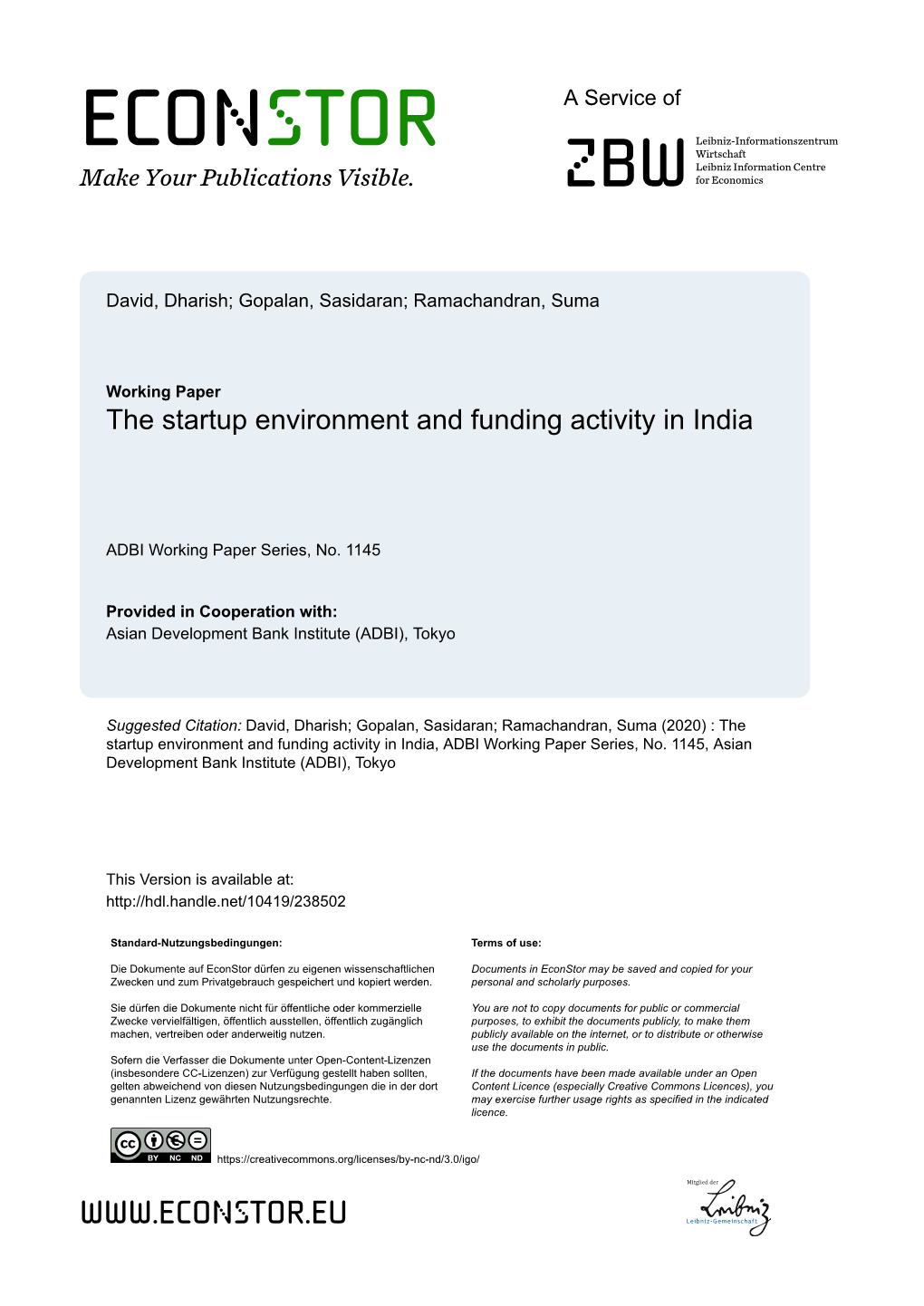 The Startup Environment and Funding Activity in India