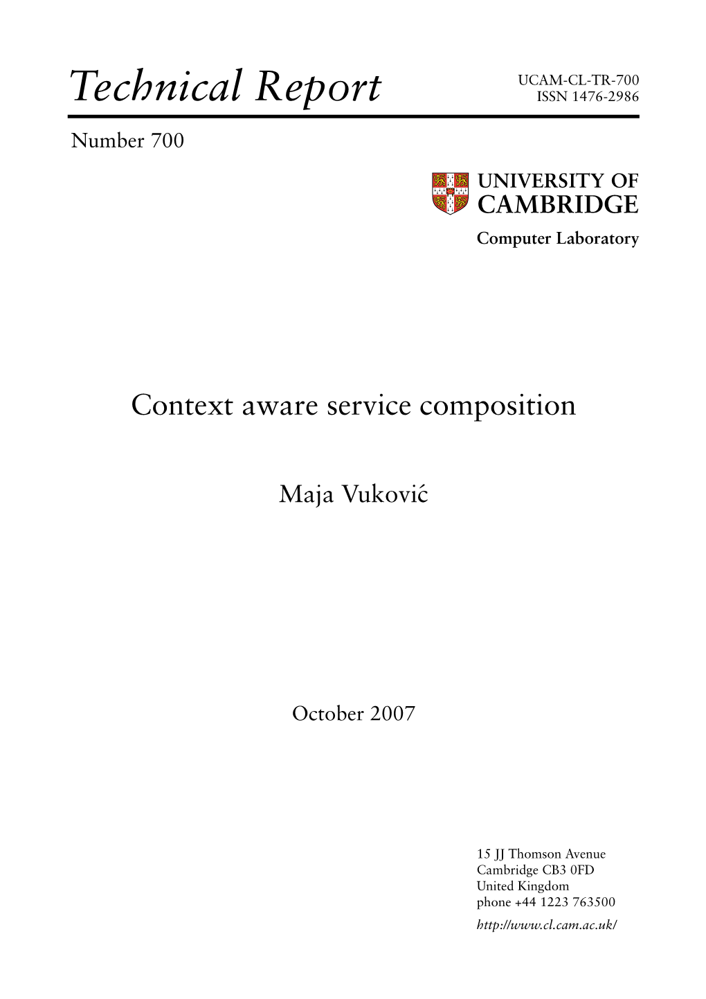 Context Aware Service Composition