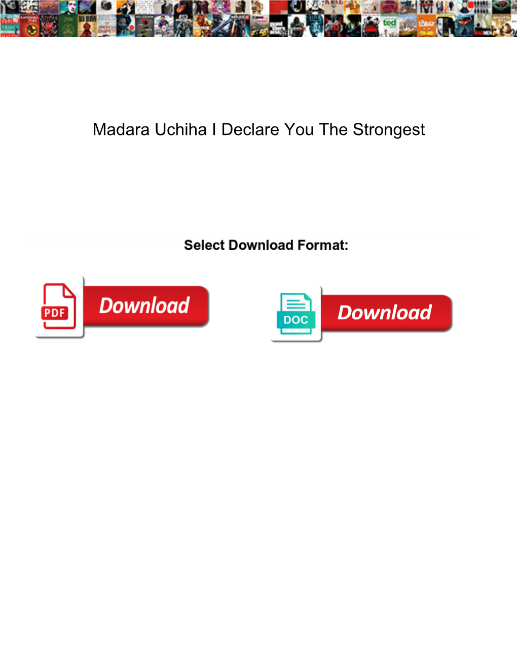 Madara Uchiha I Declare You the Strongest