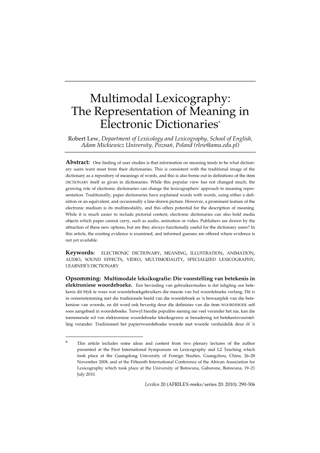 The Representation of Meaning in Electronic Dictionaries