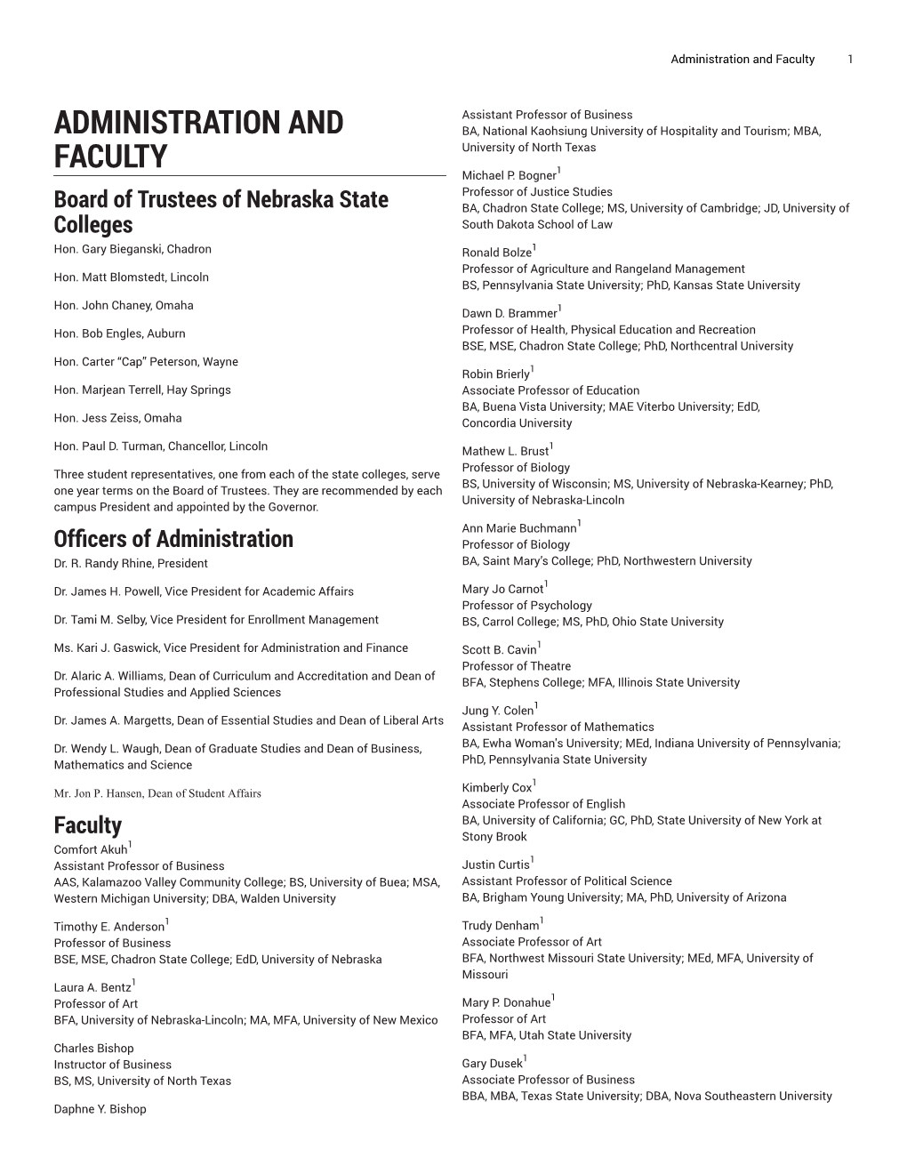 Administration and Faculty 1