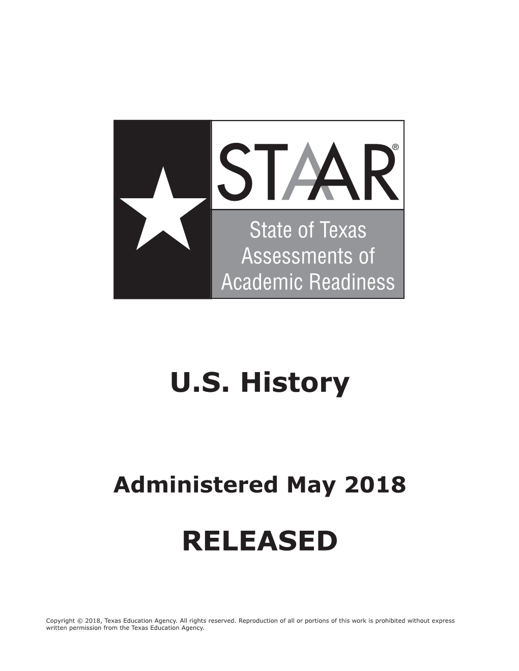 STAAR U.S. History Released Exam 2018