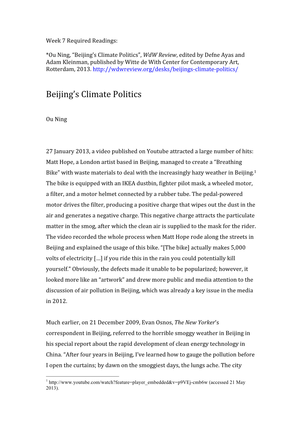 Beijing's Climate Politics