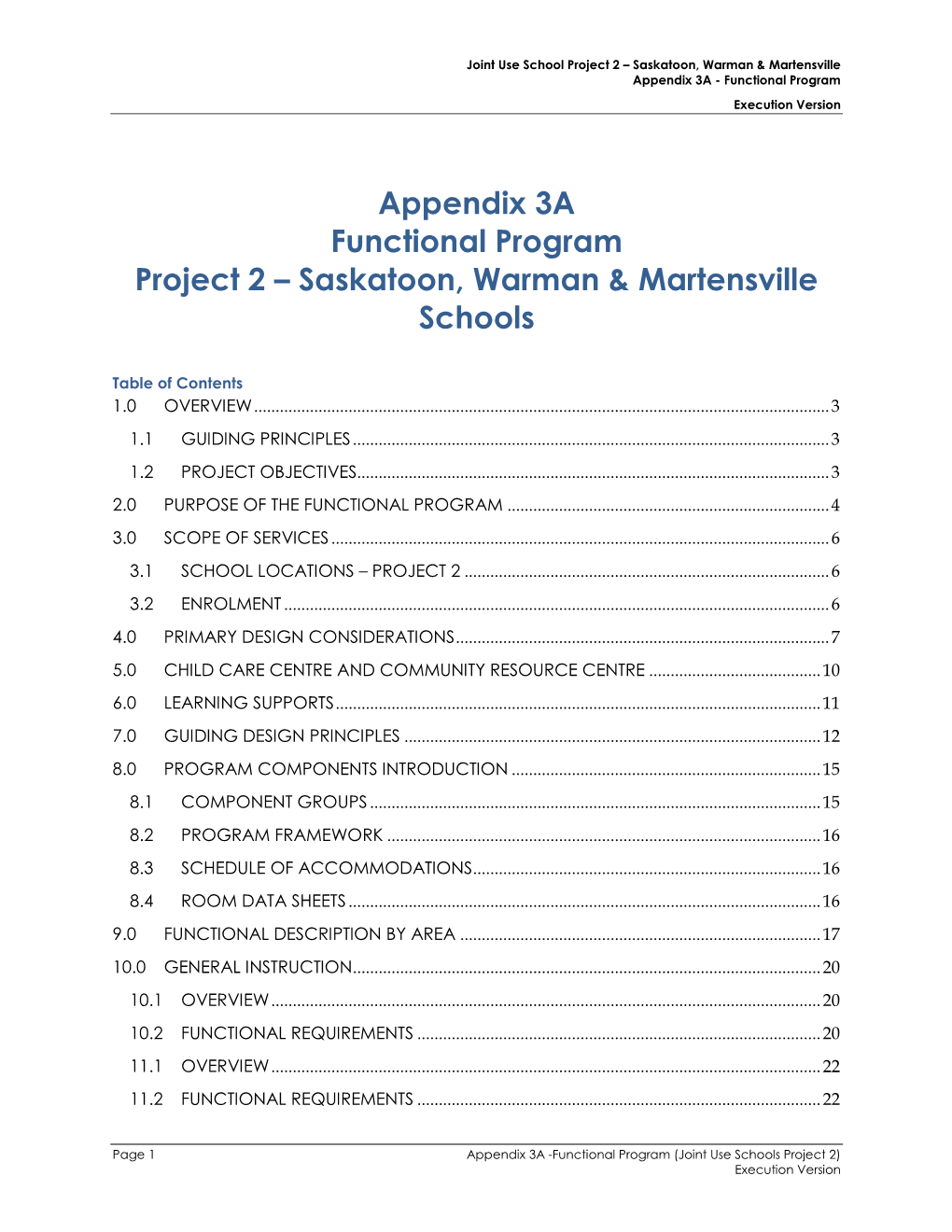 Appendix 3A Functional Program Project 2 – Saskatoon, Warman & Martensville Schools