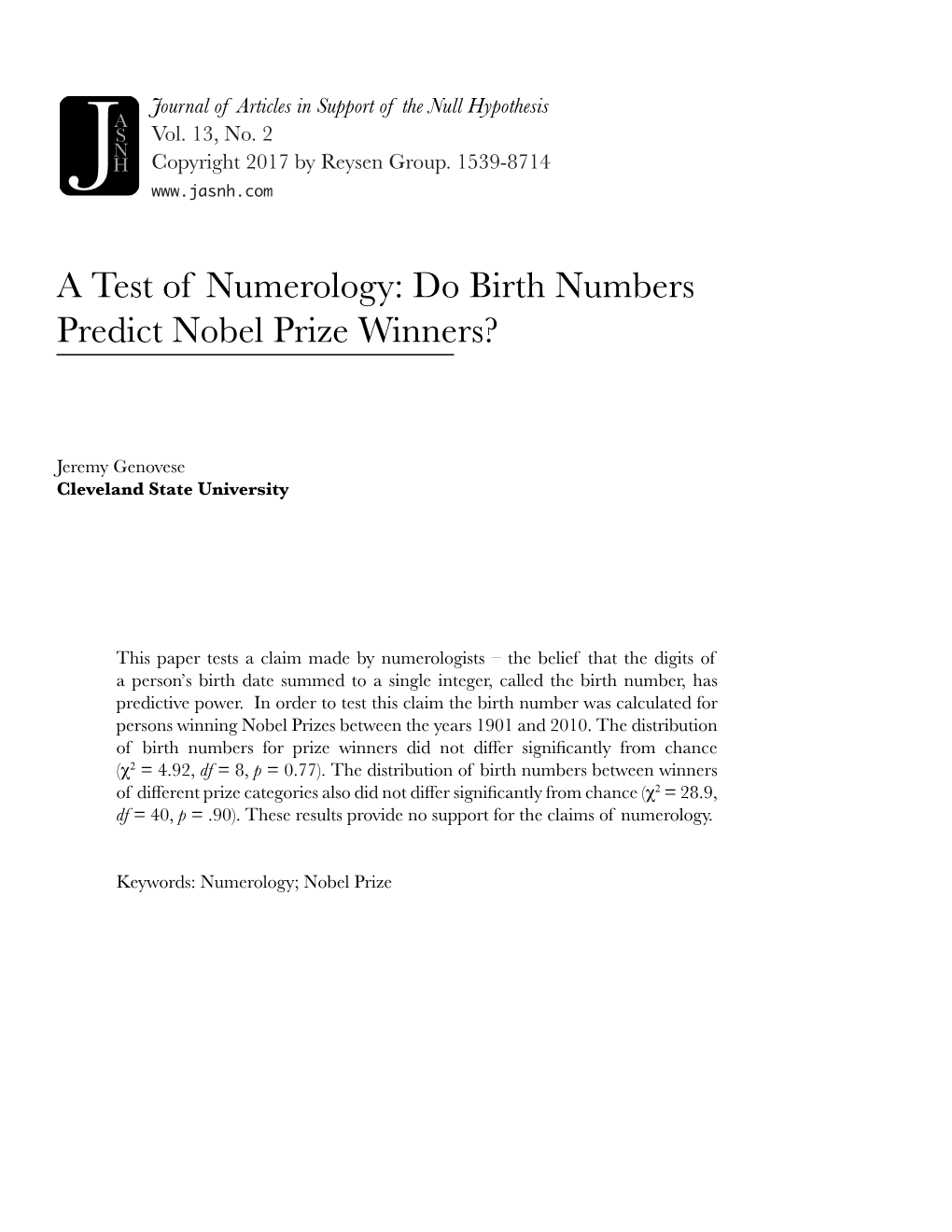 Do Birth Numbers Predict Nobel Prize Winners?