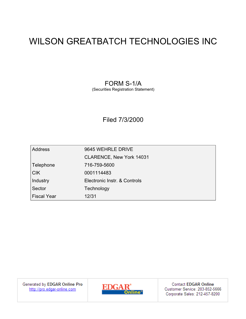 Wilson Greatbatch Technologies Inc