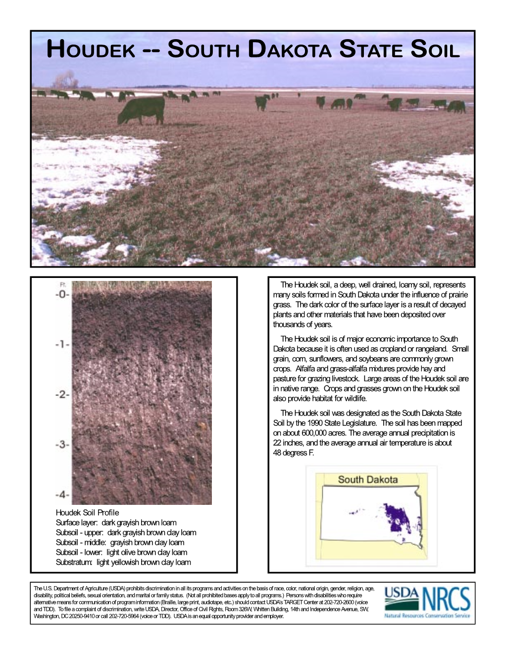 Houdek Soil, a Deep, Well Drained, Loamy Soil, Represents Many Soils Formed in South Dakota Under the Influence of Prairie Grass