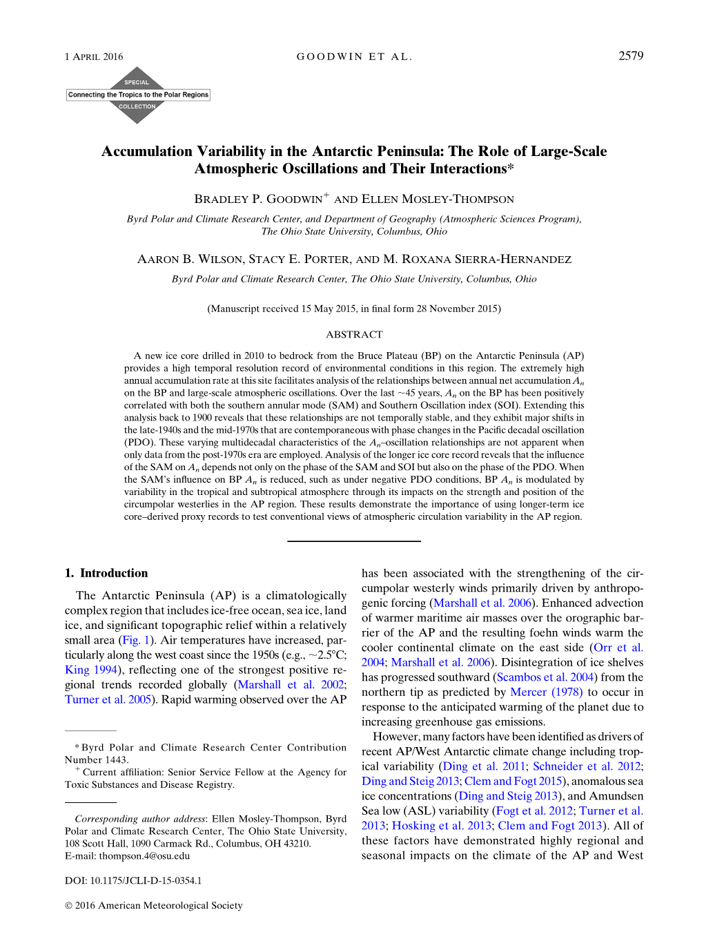 Accumulation Variability in the Antarctic Peninsula: the Role of Large-Scale Atmospheric Oscillations and Their Interactions*