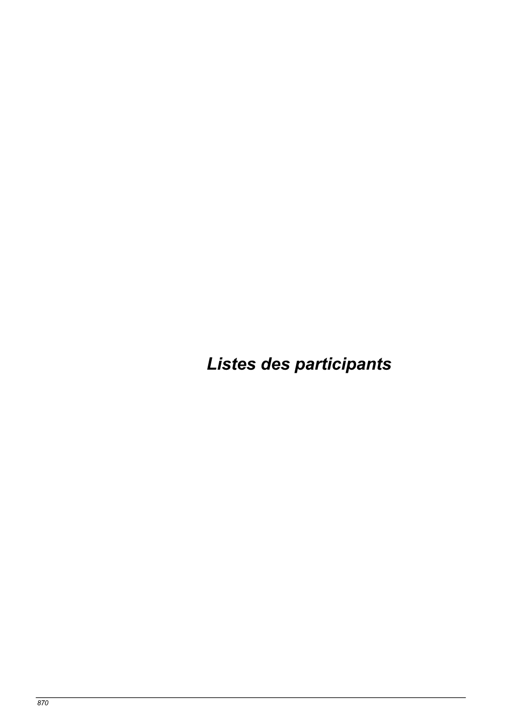 Listes Des Participants