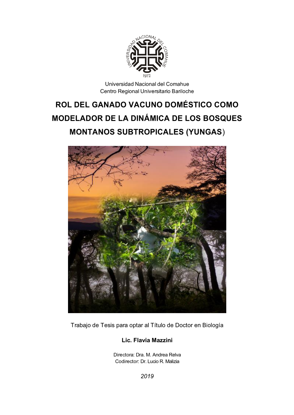 Rol Del Ganado Vacuno Doméstico Como Modelador De La Dinámica De Los Bosques Montanos Subtropicales (Yungas)