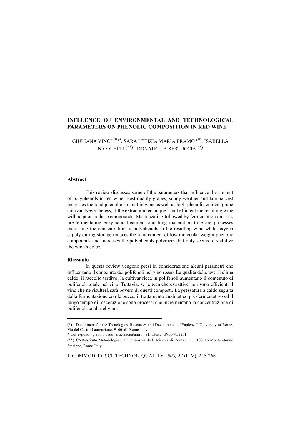 Influence of Environmental and Technological Parameters on Phenolic Composition in Red Wine