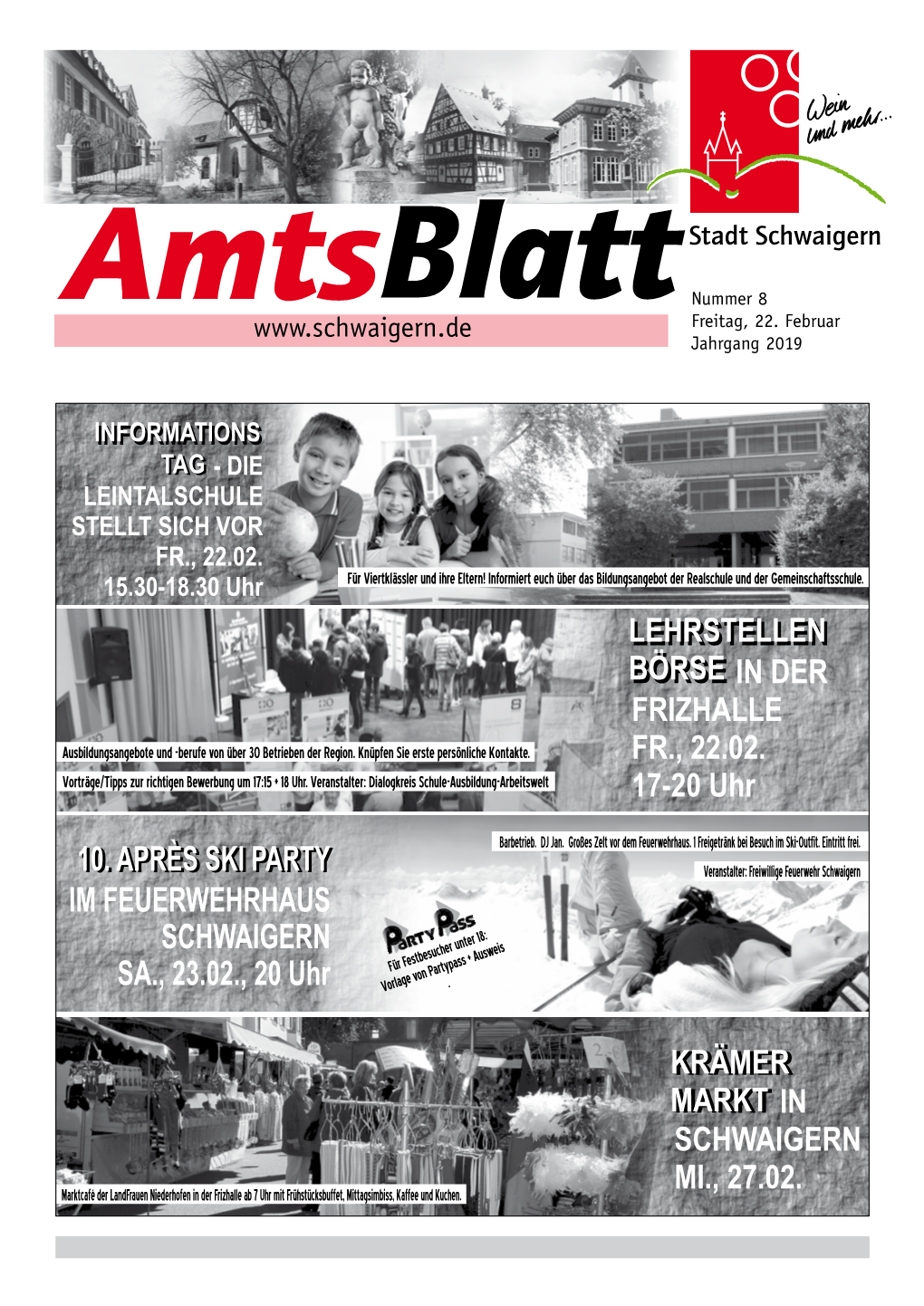 Amtsblatt Der Stadt Schwaigern, Nr. 08, 22.02.2019