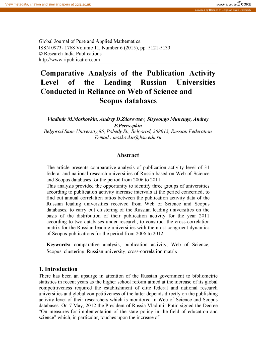 Comparative Analysis of the Publication Activity Level of the Leading Russian Universities Conducted in Reliance on Web of Science and Scopus Databases