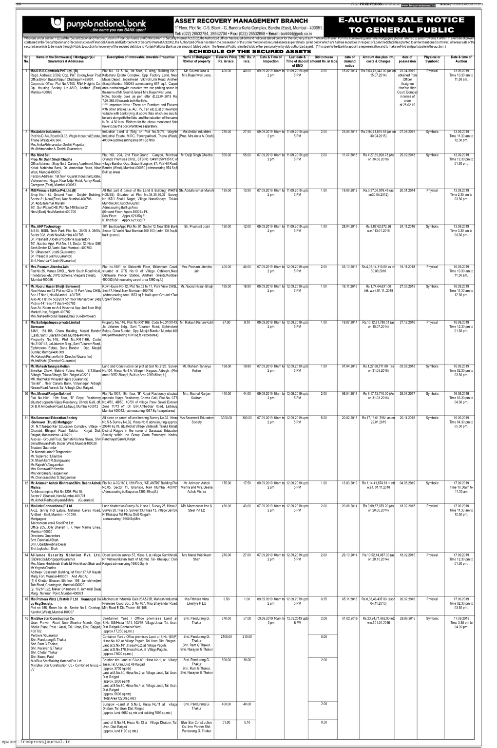 E-Auction Sale Notice to General Public