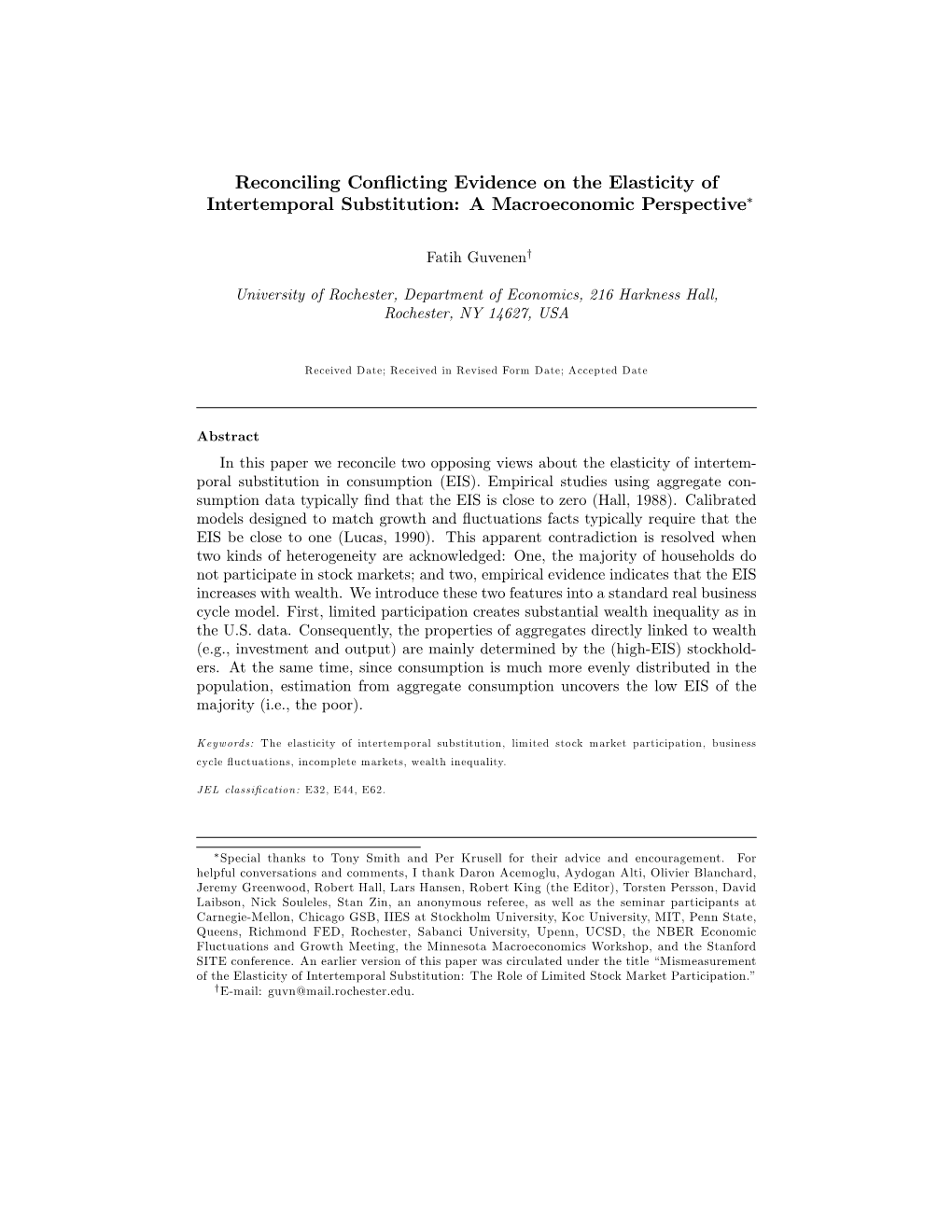 Reconciling Conflicting Evidence on the Elasticity Of