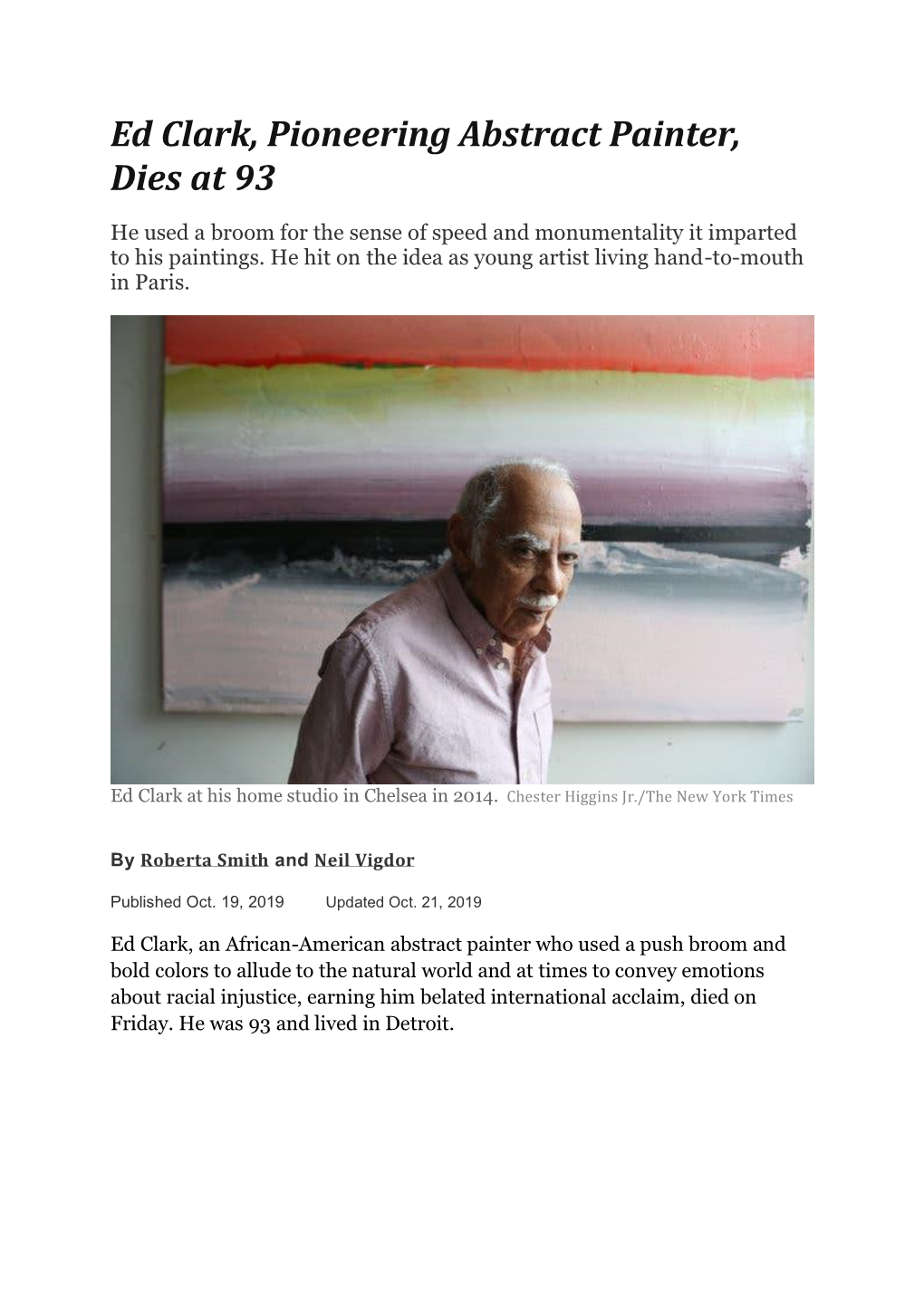 Ed Clark, Pioneering Abstract Painter, Dies at 93