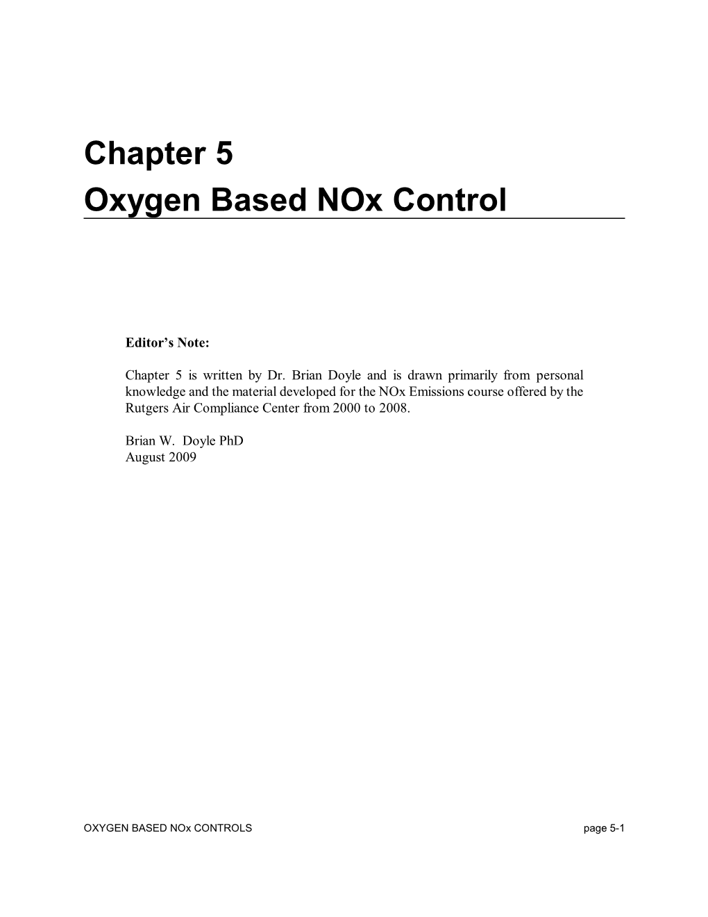 Chapter 5 Oxygen Based Nox Control