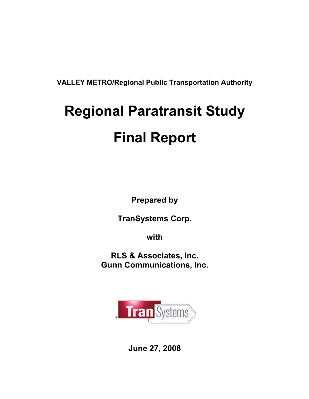 Regional Paratransit Study Final Report