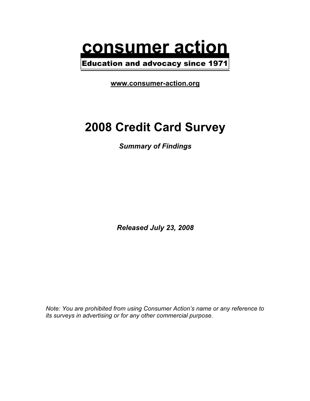 2008 Credit Card Survey