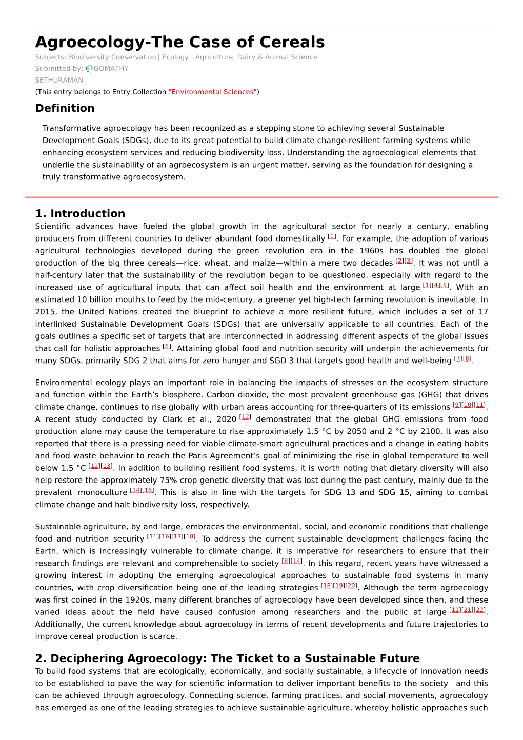 Agroecology-The Case of Cereals