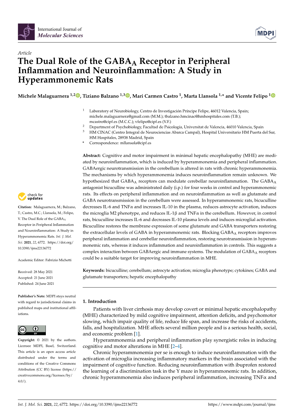 The Dual Role of the GABAA Receptor in Peripheral Inflammation And