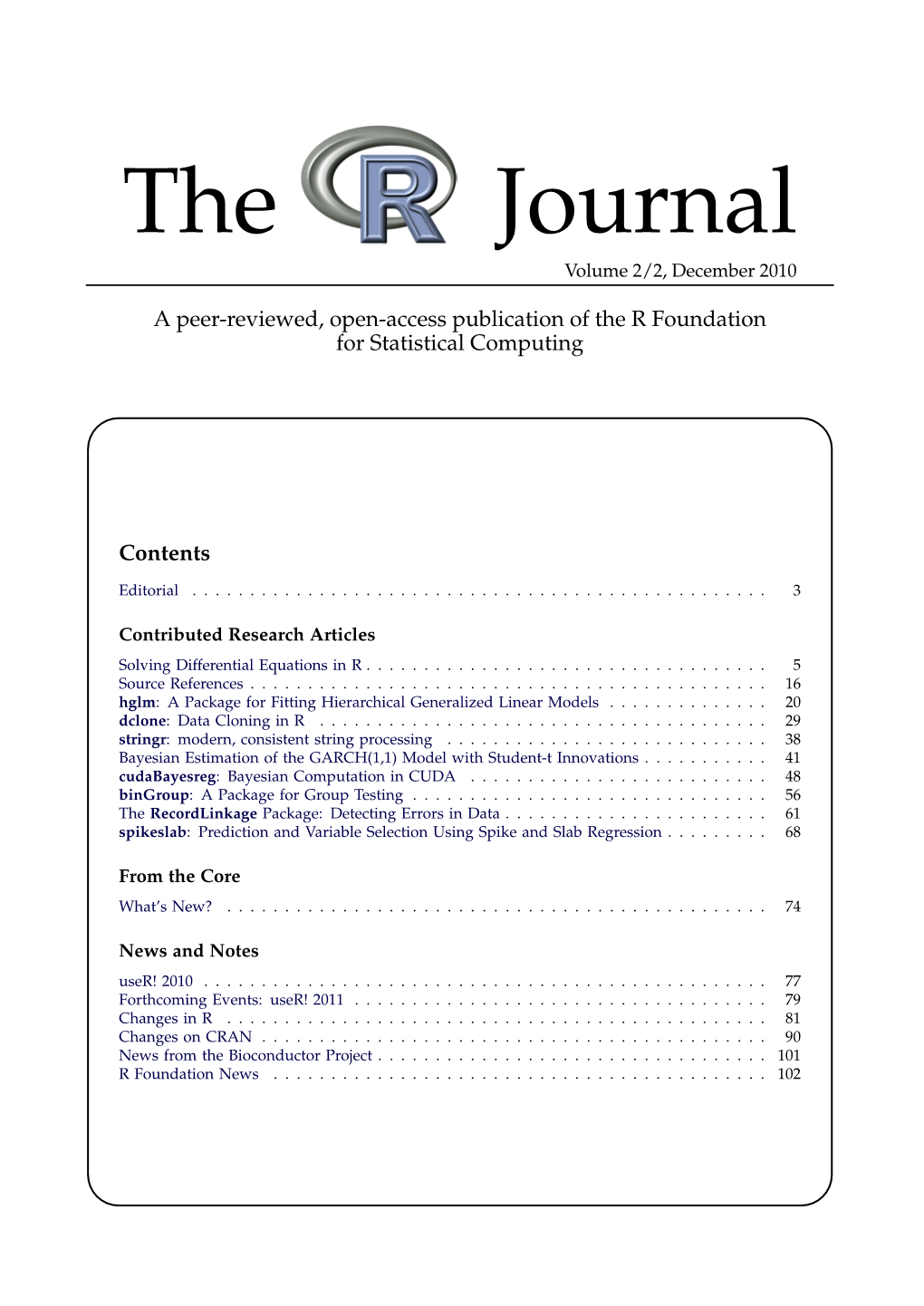The R Journal Volume 2/2, December 2010