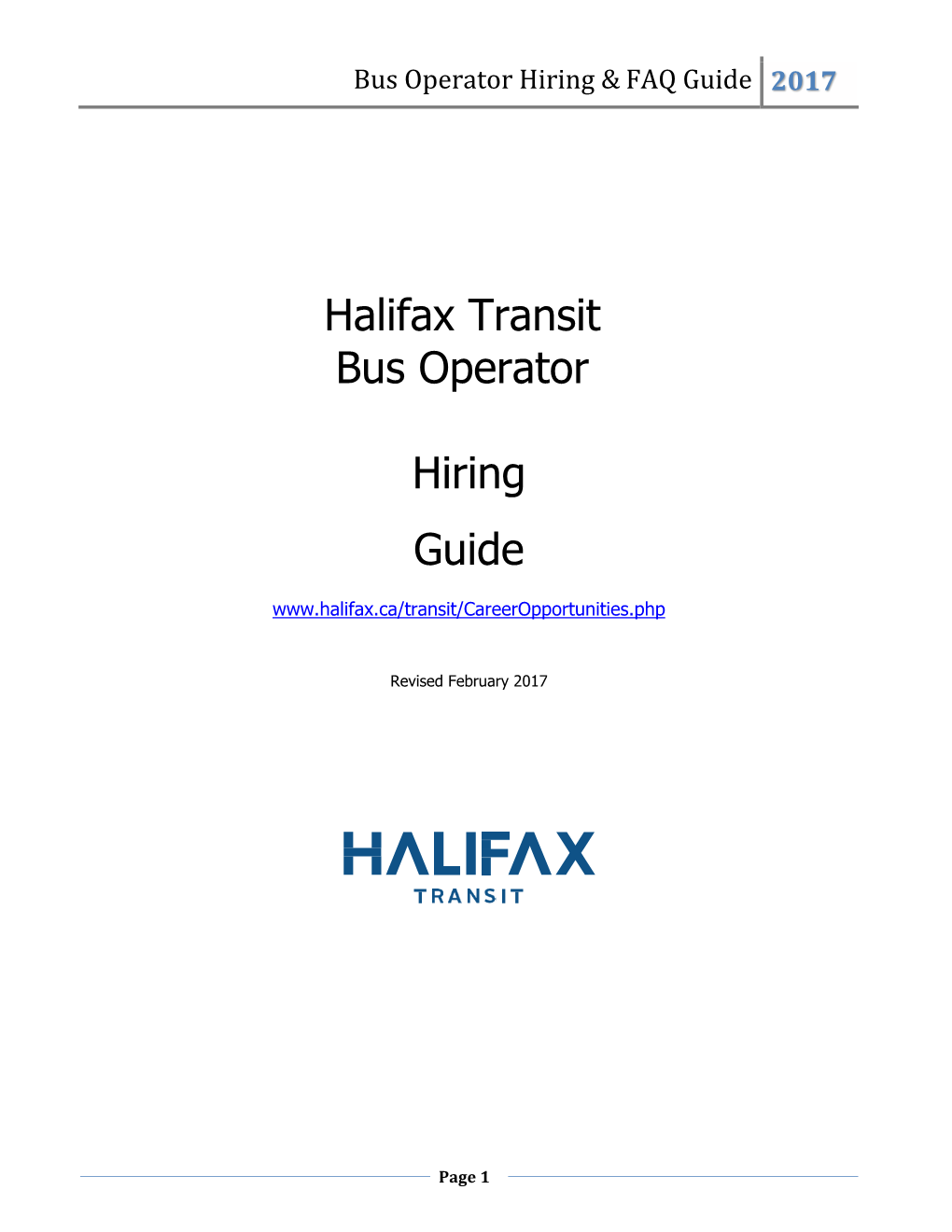 Halifax Transit Bus Operator Hiring Guide